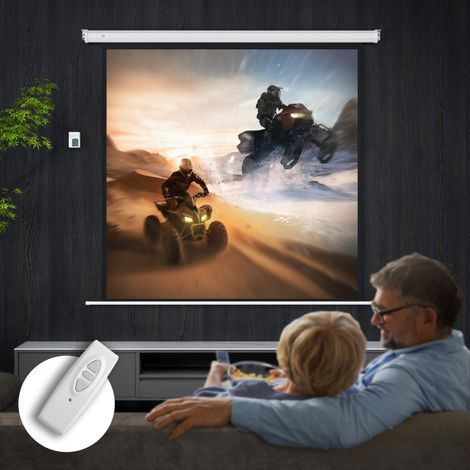 Écran de projection 189,5 x 189,5 cm (92 pouces) 1:1 HD 4K enroulable pour home cinéma, home cinéma et présentations de bureau (1/4)