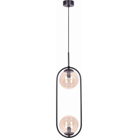 Suspension moderne Kaja VENTA verre ambre noir 2xE14 (1/3)
