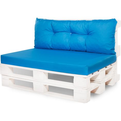 Coussin de palettes, Jeu de coussins de jardin  120x60 et Dossier 120x50cm Bleu / coussin de palettes pas cher extérieures (1/3)