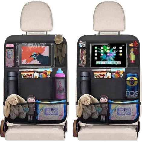 Organisateur de Voiture, 2 Pcs Organisateur Voiture Enfant avec 9 Poches, Organisateur Voiture avec 10 pouces Pochette Transparente pour Tablette, Organisateur Siege pour Livres/Jouets/Bouteilles (1/5)