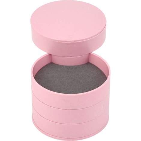 Boîte à Bijoux Tournante 4 Étages 360° avec Couvercle Rose Antipoussière pour Chambre et Bureau (1/5)