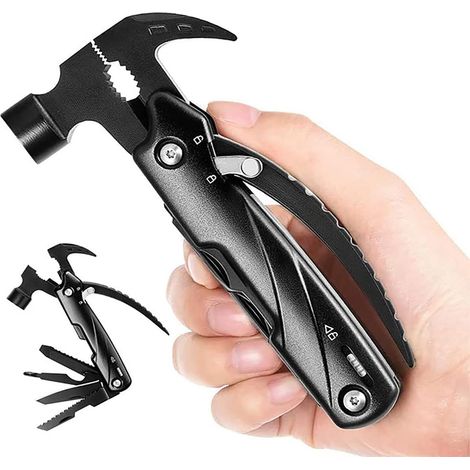Strumento multifunzione, regalo di compleanno per uomo, accessorio da campeggio - 12 in 1 pinze multifunzione, martello, apribottiglie, sega, cacciavite, perfetto per campeggio, attività all'aperto, r (1/4)