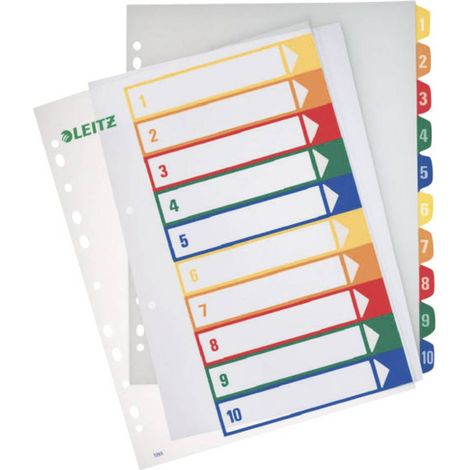 Leitz 12930000 Divisore DIN A4, Fuori misura 1-10 Polipropilene Multicolore 10 schede etichettabile con PC 12930000 (1/4)
