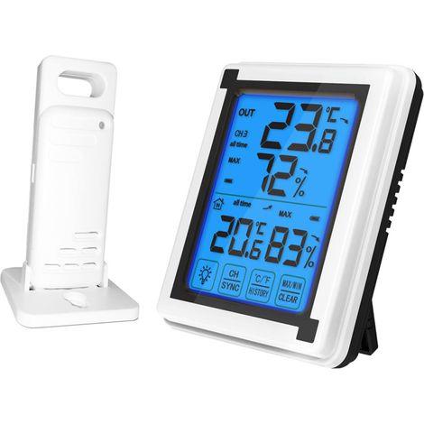 Großer digitaler LCD-Touchscreen mit Hintergrundbeleuchtung für Hygrometer und Thermometer im Haushalt – Komfortüberwachung von Temperatur und Luftfeuchtigkeit