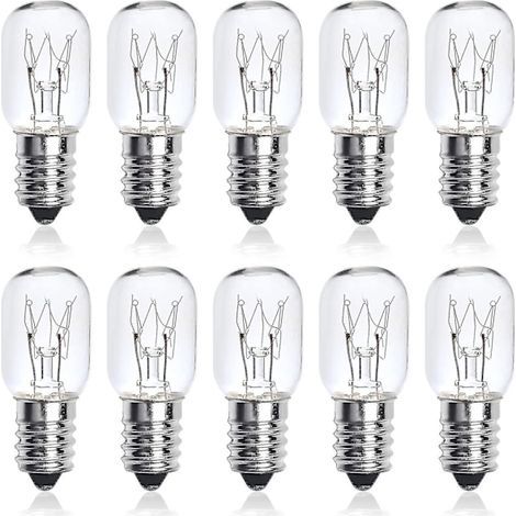 Pack of 10 Edison E14 25W screw-in bulbs, T22 dimmable clear bulbs for ovens, Himalayan salt lamps