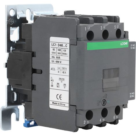 Contacteur AC 1NO 1NC 40A 380V, bobine haute tension, Contact argenté, contrôleur de moteur LC1D40