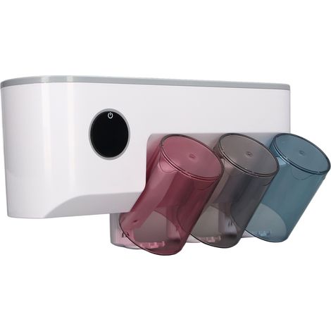 Stérilisateur de brosses à dents UV avec gobelet de séchage intégré, installation sans perçage, prise US 100 à 220 V, gobelet transparent (1/5)