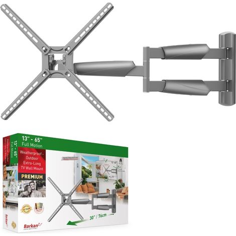 Longueur 76cm Support TV Mural extérieur pour écrans 13-65 Pouces, Inclinable et orientable, Poids Max. 36Kg, Extra Extensible, pour LED OLED LCD, Max. VESA 400x400, pour Gazebo (1/5)