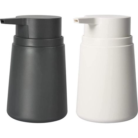 Distributeur de savon liquide noir et blanc, 2 pompes en plastique anti-corrosion, flacon pour gel hydroalcoolique, lotion, huile essentielle, savon pour cuisine et salle de bain (1/5)