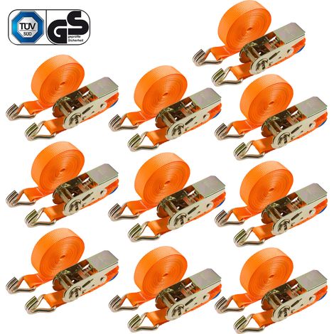 10 x Arebos Cintas de Amarre con Trinquete 800kg 6m 2 partes