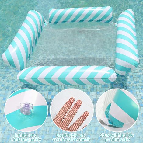 Hamac gonflable flottant pour piscine avec filet de fond (sergé bleu clair)-AquaForge (1/4)