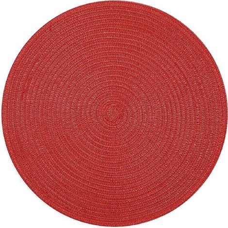 Lot de 4 sets de table,rond,tressé,38 cm,lavable,intérieur,extérieur (1/4)