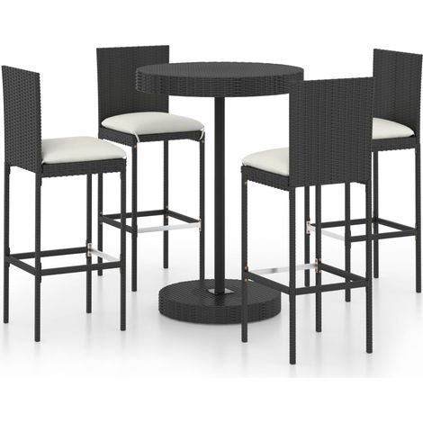 Maison Exclusive - 5-tlg. Gartenbar-Set mit Kissen Poly Rattan Sc