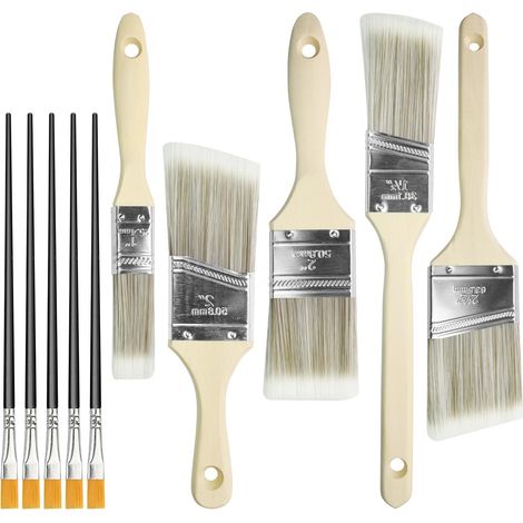 Lot de 10 Pinceaux de Peinture, Pinceaux Plats à Manche Bois (1/5)