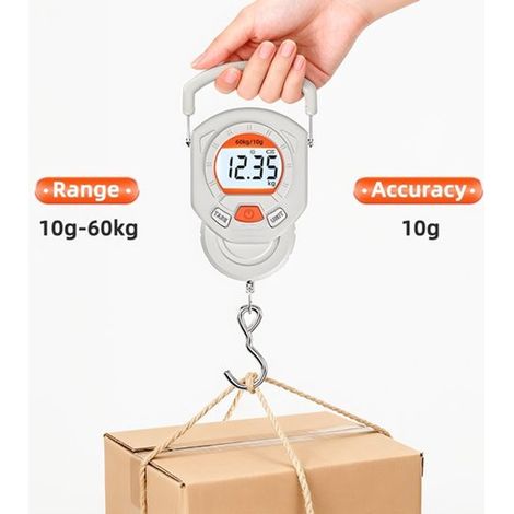 Balanza digital portátil para equipaje，capacidad de 60 kg/132 lb，precisión de 10 g，doble fuente de alimentación (recargable y a pilas opcional) (1/5)