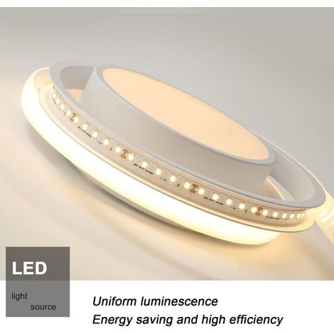 Plafonnier LED de style minimaliste pour chambre à coucher, escaliers, balcons et entrées – Double rond blanc avec spots, changement de trois couleurs-32W