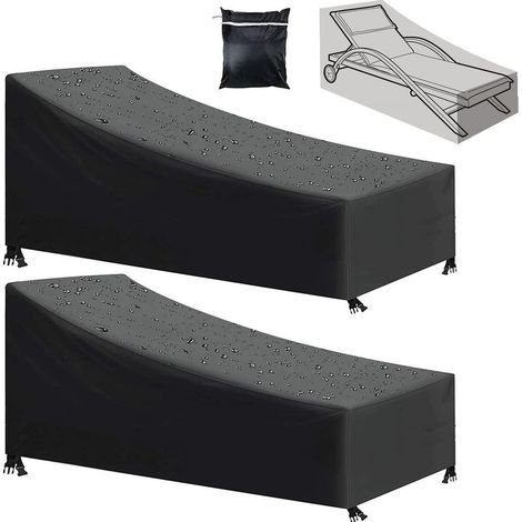 Housse transat imperméable 210D – Résistante aux UV et coupe-vent – Dimensions 210x75x80/40 cm – Sac de rangement inclus (1/5)