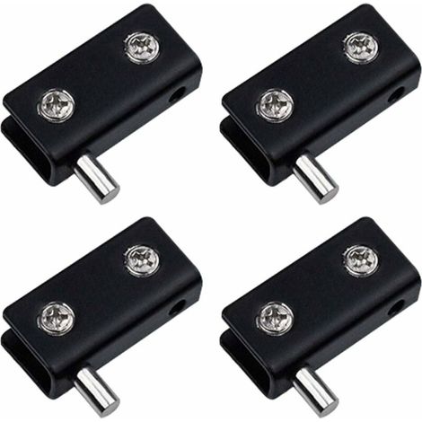 Drehscharnier, rahmenlose Glastürscharniere, 4er-Set – Schwarz – Glastürklammern aus Edelstahl mit verstellbarem Stift – Ersatzset für 5–6 mm dicke Glastüren