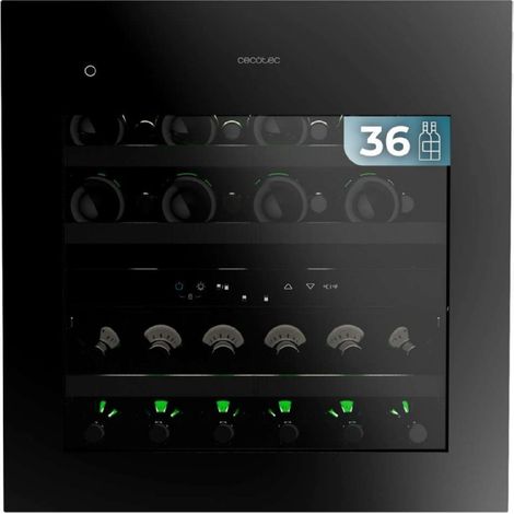 Cecotec Cave à Vin Encastrable 36 Bouteilles 60x60 cm avec Compresseur Bolero GrandSommelier Duo 36000 Touch Matt Black