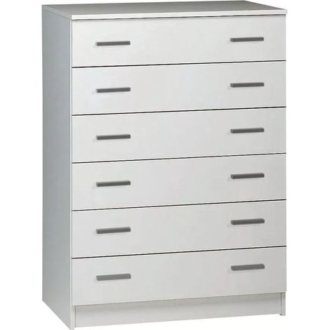 cassettiera bianca con 6 cassetti, 77x107x47 cm