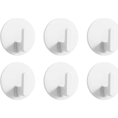 Paquete de 6 ganchos de pared multiusos - Llaveros adhesivos, montaje en pared, diseño adhesivo, plástico duradero, blanco (1/4)