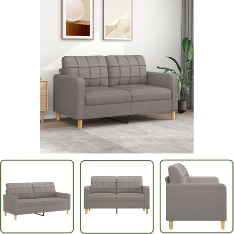 The Living Store Canapé à 2 places Taupe 140 cm Tissu - Canapé Deux Places - Canapé Taupe - Canapé Tissu - Canapé Design Moderne - Canapé Confortable (1/5)