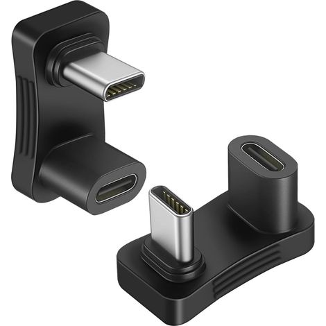 Adaptateur USB C 180 degrés, 2 Stück USB C Winkelstecker mit 10Gbps, 4K @60Hz und PD100W Schnellladung usb c winkel für Steam Deck, für Switch,für Laptop, für Tablet, für SAMSUNG (1/5)
