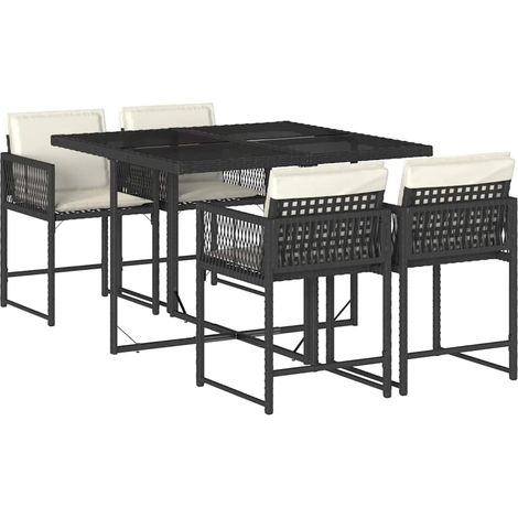 Maison Exclusive - 5-tlg. Garten-Essgruppe mit Kissen Schwarz Pol