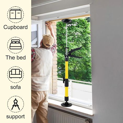Lot de 2 crics télescopiques manuels pour l'installation de meubles hauts et de cuisine - Tige de support télescopique en acier pour un gain de temps et d'effort
