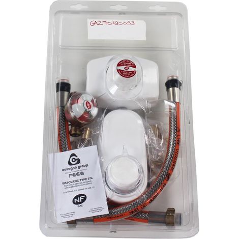 Favex – Kit propane bi-bouteille – Détendeur automatique 1,3 kg/h – Pression 37 mbar – Lyres inox 35 cm pour installation sécurisée - 37mbar
