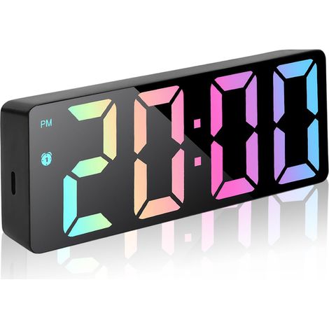 Réveil Numérique LED, Horloge de Chevet, Réveil Alimenté par USB, avec 3 Modes de Répétition, Matin Numerique avec Temps Date Température Somnoler Luminosité Réglable Horloge (Modèle 1) (1/5)