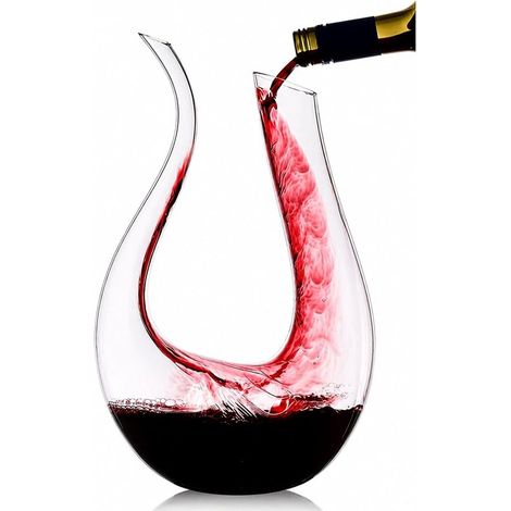 Decantador de vino en forma de U 100% libre de plomo – Cristal soplado a mano – 1,2 litros (1/4)