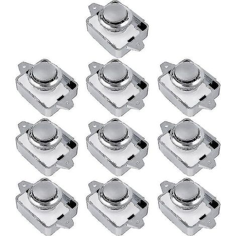 Lot de 10 verrous à bouton-poussoir pour tiroirs, placards et portes de camping-cars et caravanes (argenté, 10 pièces) (1/5)