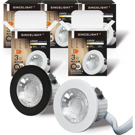 Mini Spot encastrable 3W, petit downlight à LED pour trou de 35-40mm, Anneau blanc/noir remplaçable, Blanc Neutre 4000K, Remplaçant MR11, étanche IP65 pour plafond/armoire/vitrine, 5 unités (1/5)
