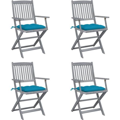 Klappbare Gartenstühle 4 Stk. mit Kissen Massivholz Akazie