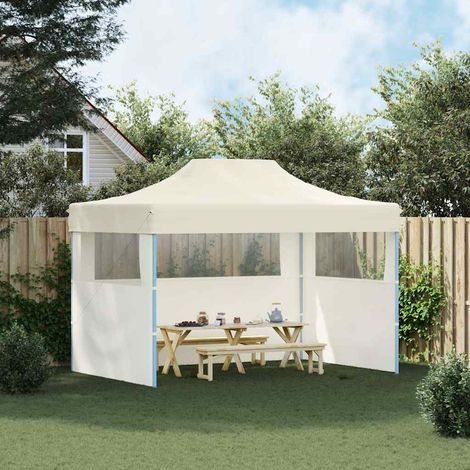 Tente de réception pliable - Tonnelle de jardin - Barnum avec 3 parois 3x4 m Acier Crème fr11165 - Maison La Vie (1/5)