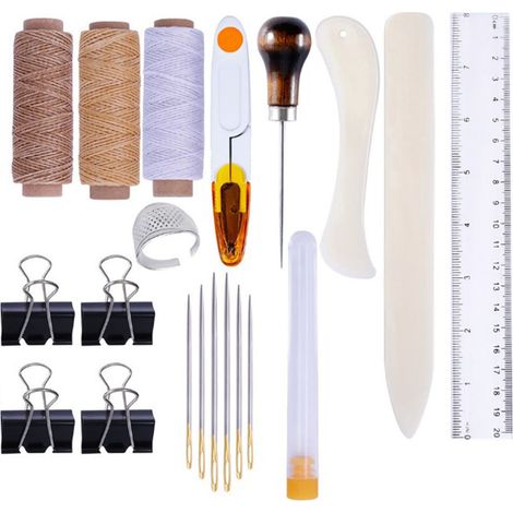 Kit de Couture Cuir avec Aiguilles et Fil Ciré, Outils de Sellerie pour Manteaux, Ensemble Complet de Travail du Cuir (1/5)