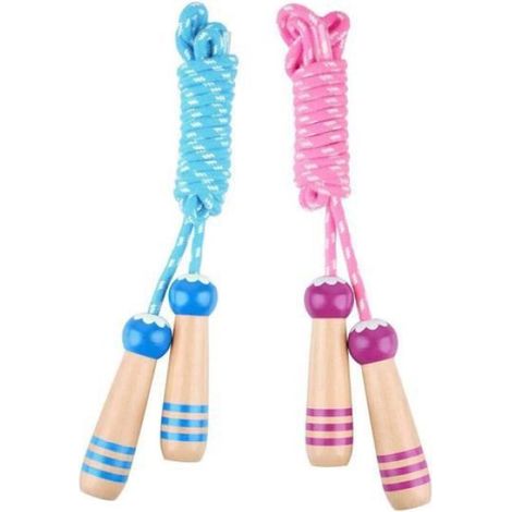 Corde À Sauter - Coton - Poignées Bois - 2,6 M - Pour Enfants - 2 Pièces (1/4)