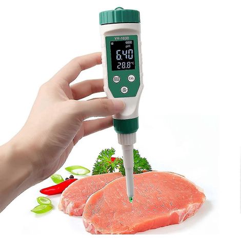 pH-mètre alimentaire 2024, testeur de pH alimentaire haute précision avec rétroéclairage LCD et ATC, pH-mètre pour la mesure des aliments, fruits, viande, conserves et brassage. (1/5)