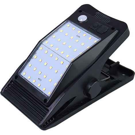 Luce solare - Luce solare a clip con 48 LED e sensore di movimento, luce esterna super luminosa per giardini e cortili, facile da installare per uso esterno - Luce calda [Classe energetica A] (1/5)