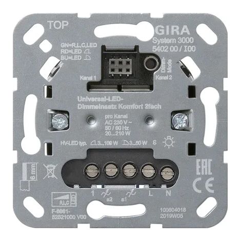 Gira S3000 Inserto regulador LED Uni confort 2f Contacto [540200], 5402 00