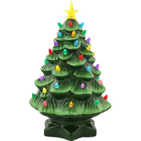 Arbre De Noël En Céramique - Avec Lumières Led - 15 Cm - Décoration Intérieure - 1 Pièce (1/5)