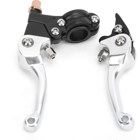 Levier de frein et d'embrayage repliable 22 mm, résistant à la corrosion, pour moto, quad et moto tout-terrain (argenté). (1/5)