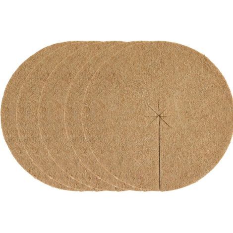 Lot 5 Disques Paillage Ø40cm Feutre de Jute Protection Plante, Mauvaises Herbes, Gel (1/4)