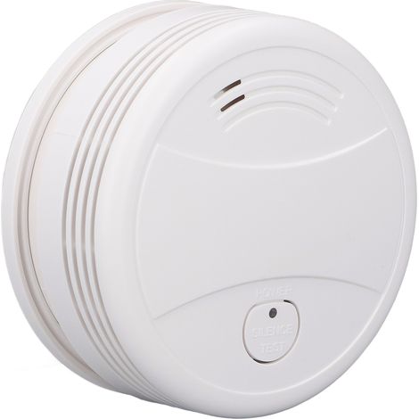 Rauchmelder, der mit einer 9-V-Batterie betrieben wird und über einen fotoelektrischen Sensor sowie eine Testtaste verfügt. (1/5)