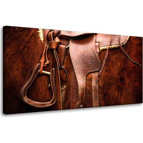 Leinwanddruck Tiere Pferd Sattel 80x40 cm