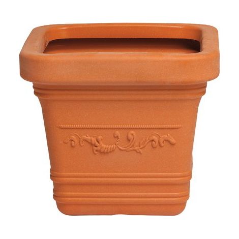 VASO QUADRO FESTONATO PRESTIGE RESINA TERRACOTTA CM 40X40 H.CM 35