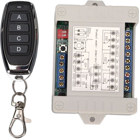 Télécommande Sans Fil 433MHz Relais 4 Canaux Récepteur Émetteur pour Portail Électrique DC 12V-48V (1/5)
