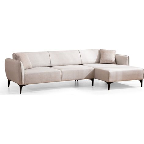 Canapé d'angle droit tissu beige clair Bellano 270cm (1/5)