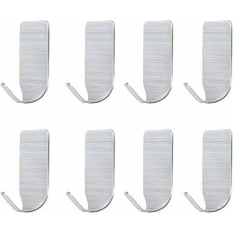Crochets muraux autocollants, 8 crochets porte-serviettes autocollants sans perforation, crochets en acier inoxydable, utilisation en cuisine, salle de bain, chambre, vestiaire, placard (1/5)